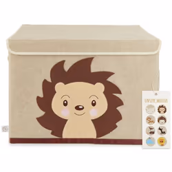 Bieco Boîte de rangement avec couvercle Motif Hérisson Piksi - Environ 65 l - 36x36 x51 cm - Coffre à jouets pliable pour enf ...