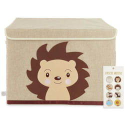 Bieco Boîte de rangement avec couvercle Motif Hérisson Piksi - Environ 65 l - 36x36 x51 cm - Coffre à jouets pliable pour enfants