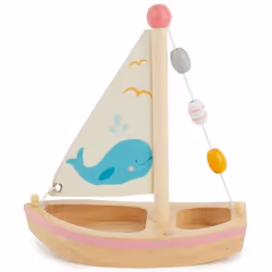 Bieco 24023429, Bâteau de bain, Garçon/Fille, 2 an(s), Bois, Bleu, Gris, Orange, Rose, Blanc, Bois