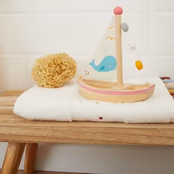 Bieco 24023429 jeu, jouet et adhésif de bain Bâteau de bain Bleu, Gris, Orange, Rose, Blanc, Bois