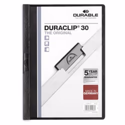 Durable DURACLIP 30, Noir, Transparent, PVC, 30 feuilles, A4, 1 pièce(s)