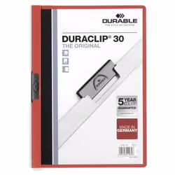 Durable Duraclip 30, Rouge, Transparent, PVC, 30 feuilles, A4, 1 pièce(s)