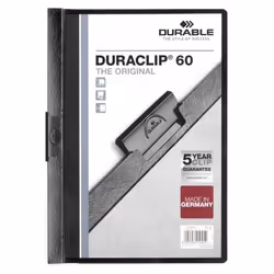 Durable Duraclip 60, Noir, Transparent, PVC, 60 feuilles, A4, 1 pièce(s)