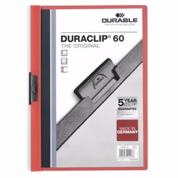Durable Duraclip 60, Rouge, Transparent, PVC, 60 feuilles, A4, 1 pièce(s)