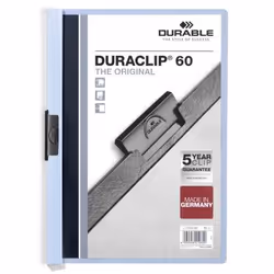 Durable Duraclip 60, Bleu clair, Transparent, PVC, 60 feuilles, A4, 1 pièce(s)