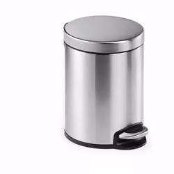 Durable Poubelle à pédale en acier inoxydable 5l, 5 L, Rond, Acier inoxydable, Acier inoxydable, Pédale, Acier inoxydable