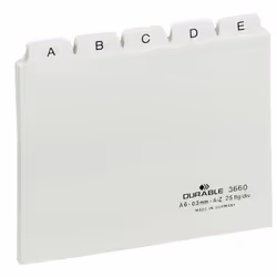 Durable 366002, Onglet avec index alphabétique, PVC, Blanc, Paysage, A6, 0.3 mm