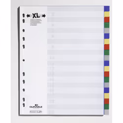 Durable 6759, Onglet avec index vierge, Polypropylène (PP), Multicolore, Portrait, A4, 245 mm