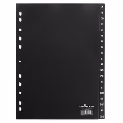 Durable 6168, Onglet avec index alphabétique, Polypropylène (PP), Noir, Portrait, A4, 230 mm