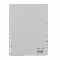 Durable 650810, Onglet avec index alphabétique, Polypropylène (PP), Gris, Portrait, A4