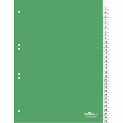 Durable Répertoires avec insertions pré-insérées, imprimées 1-31, Onglet avec index numérique, Vert, Portrait, A4, 2, 4, 6, 2 ...