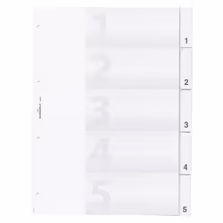 Durable 6820, Onglet avec index numérique, Polypropylène (PP), Transparent, Portrait, A4, 225 mm