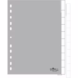 Durable 6441, Onglet avec index vierge, Polypropylène (PP), Gris, Portrait, A4, 230 mm