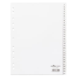 Durable 616002 intercalaire de classement Onglet avec index numérique Blanc