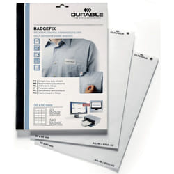 Durable - Badges autocollants, soie d'acétate blanche, h x l 30