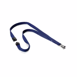 Durable Textile lanyard SOFT COLOUR midnight blue, Porte-badge, Métal, Textile, Bleu, 44 cm, 15 mm, 10 pieces / pack