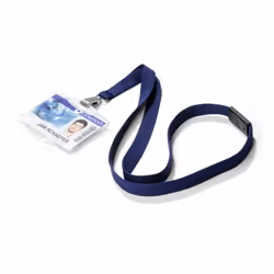 Durable Textile lanyard SOFT COLOUR midnight blue sangle Porte-badge Métal, Textile Bleu