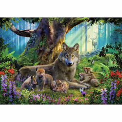 Ravensburger Puzzle 1000 p - Famille de loups dans la forêt