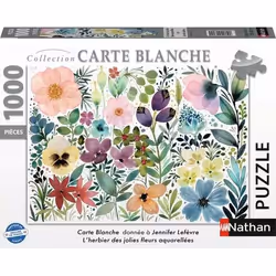 Nathan puzzle 1000 p - L’herbier des jolies fleurs aquarellées / Jennifer Lefèvre (Collection Carte, 1000 pièce(s), 12 an(s)