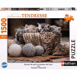 Nathan puzzle 1500 p - Boules de poils et pelotes de laine, 1500 pièce(s), 14 an(s)