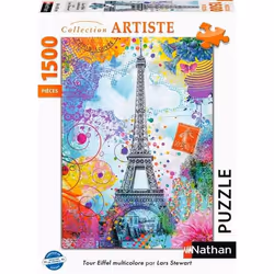 Nathan puzzle 1500 p - Tour Eiffel multicolore, 1500 pièce(s), 14 an(s)