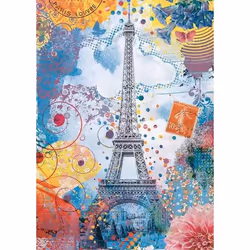 Nathan puzzle 1500 p - Tour Eiffel multicolore