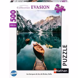 Nathan puzzle 500 p - Les barques du lac de Braies, Italie, 500 pièce(s), 10 an(s)