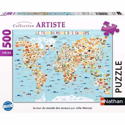 Nathan puzzle 500 p - Le tour du monde des saveurs / Julie Mercier, 500 pièce(s), 10 an(s)