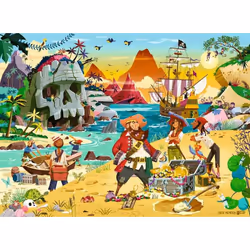Ravensburger Puzzle Enfant dès 6 ans - Le trésor des pirates Jeu de puzzle 100 pièce(s) Dessins animés