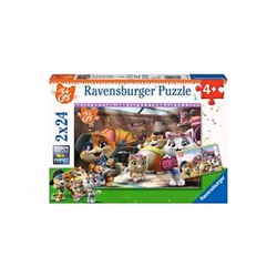 Ravensburger 2X24 P - Les 44 Chats Jouent De La Musique, 24 pièce(s), Dessins animés, 4 an(s)