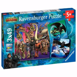 Ravensburger Puzzles 3X49 P - Apprivoiser Les Dragons / Dragons 3, 49 pièce(s), Dessins animés, 5 an(s)
