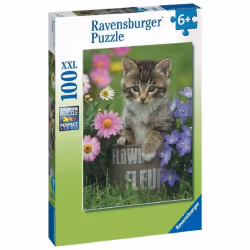 Ravensburger Puzzle 100 P Xxl - Chaton Parmi Les Fleurs, 6 an(s)