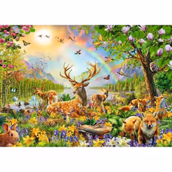 Ravensburger Puzzle 200 p XXL - Famille de cerfs et autres animaux, 200 pièce(s), 8 an(s)