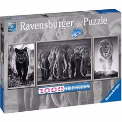Ravensburger Puzzle 1000 p - Panthère, éléphant, lion (Triptyque), 1000 pièce(s), Animaux