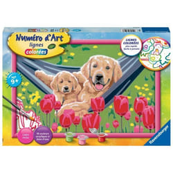 Ravensburger Numéro d'Art grand Labradors et tulipes