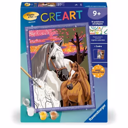 CreArt Kids 18x24cm Chevaux au coucher du soleil Kit de peinture par numéros Numéro dArt Dès 9 ans 25809 Ravensburger