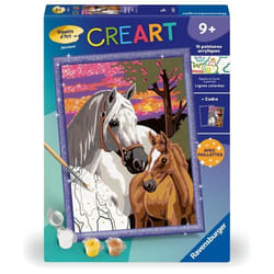 CreArt Kids 18x24cm Chevaux au coucher du soleil Kit de peinture par numéros Numéro dArt Dès 9 ans 25809 Ravensburger