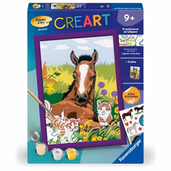CreArt Kids 18x24cm Cheval et chatons Kit de peinture par numéros Numéro dArt Dès 7 ans 25840 Ravensburger