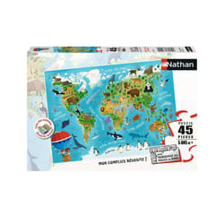 Nathan Puzzle 45 p - Carte du monde des animaux