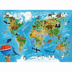 Nathan Puzzle 45 p - Carte du monde des animaux