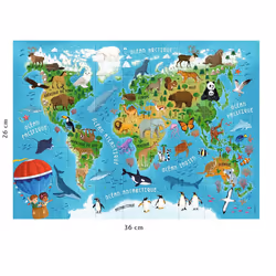 Nathan Puzzle 45 p - Carte du monde des animaux