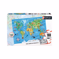 Nathan Puzzle 100 p - Carte du monde des monuments, 100 pièce(s), 6 an(s)