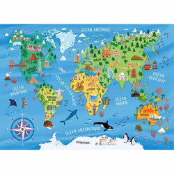 Nathan Puzzle 100 p - Carte du monde des monuments