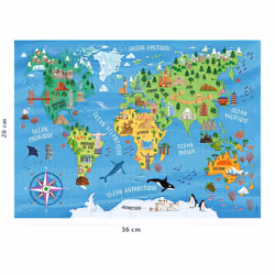 Nathan Puzzle 100 p - Carte du monde des monuments
