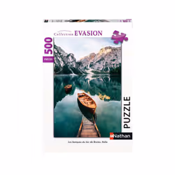 Nathan Puzzle 500 p - Les barques du lac de Braies, Italie, 500 pièce(s), 10 an(s)