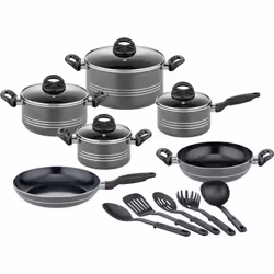 Batterie de cuisine - Induction - GSW - MILANO GREY - 15 pièces - Aluminium massif - Gris