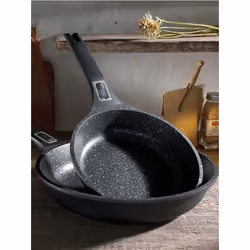 Gsw - 167765 - Easy Click Lot de 2 poeles en aluminium et plastique avec poignees amovibles Noir 20 + 28 cm