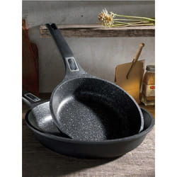 Gsw - 167765 - Easy Click Lot de 2 poeles en aluminium et plastique avec poignees amovibles Noir 20 + 28 cm