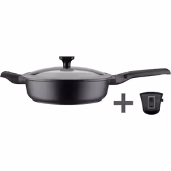 Poele a frire 28 cm Easy Click en aluminium et plastique avec couvercle en verre - GSW - 167833 - Noir