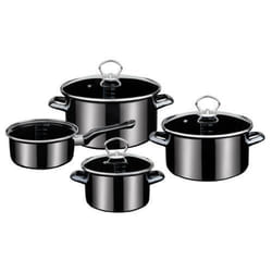 Batterie de cuisine - GSW - PROFI-BLACK-STAR - 4 pièces - Acier émaillé - Compatible induction